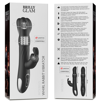 BRILLY GLAM - VIBRÁTOR A ROTAČNÍK MOEBIUS RABBIT KOMPATIBILNÍ S BEZDRÁTOVOU TECHNOLOGII WATCHME