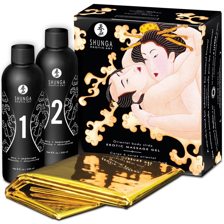 SHUNGA - ORIENTÁLNÍ MELOUNOVÝ A MANGOVÝ EROTICKÝ MASÁŽNÍ GEL TĚLO NA TĚLO 