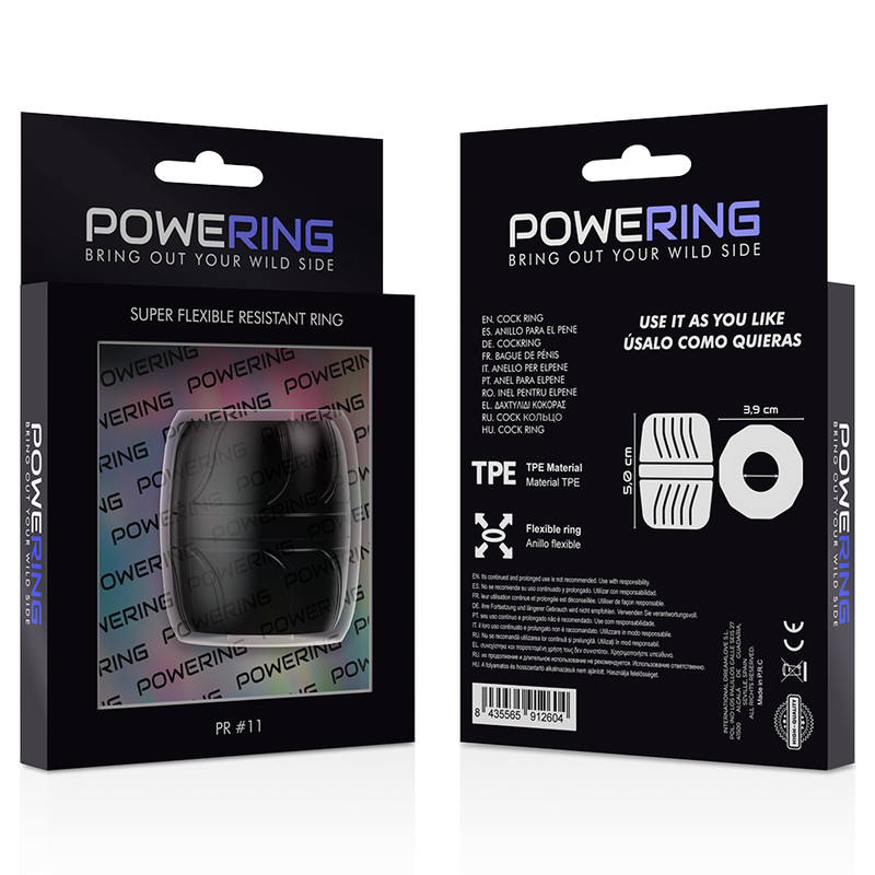 POWERING - SUPER FLEXIBILNÍ A ODOLNÝ PENISOVÝ KROUŽEK 5 CM PR11 ČERNÝ