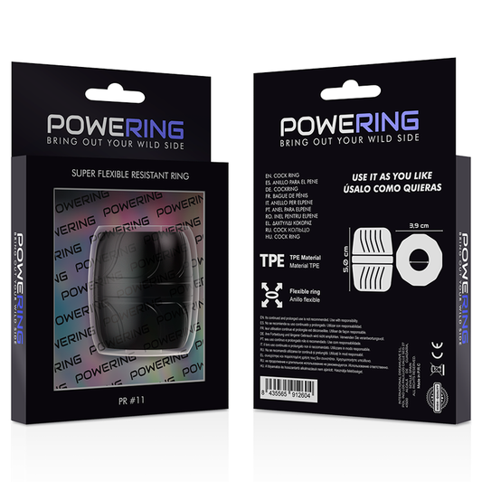 POWERING - SUPER FLEXIBILNÍ A ODOLNÝ PENISOVÝ KROUŽEK 5 CM PR11 ČERNÝ