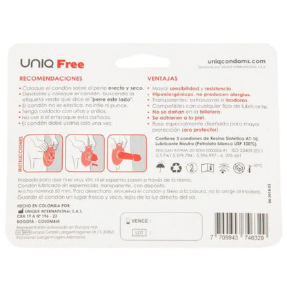 UNIQ - KONDOMY BEZ LATEXU S OCHRANNÝM KROUŽKEM 3 KS