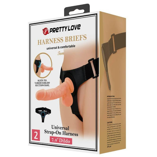 PRETTY LOVE - POSTROJ UNIVERZÁLNÍ POSTROJ S DILDEM TOM 20 CM PŘÍRODNÍ