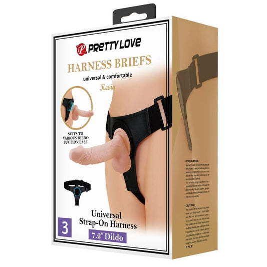 PRETTY LOVE - POSTROJ UNIVERZÁLNÍ POSTROJ S DILDEM KEVIN 19 CM PŘÍRODNÍ