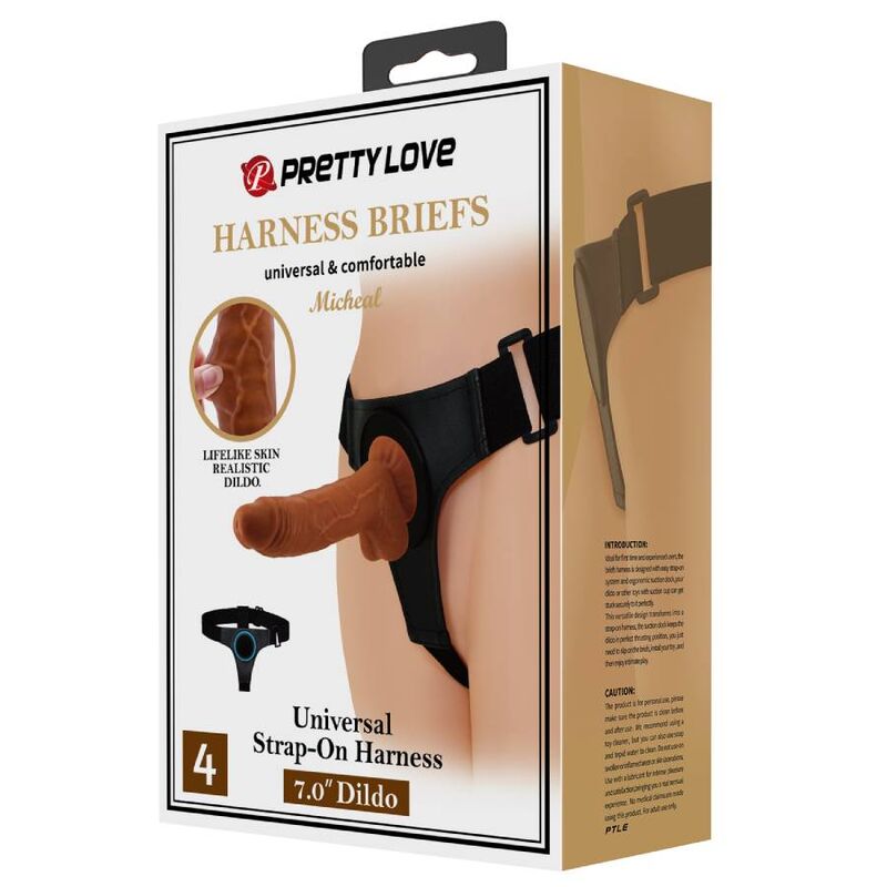 PRETTY LOVE - POSTROJ S KALHOTKAMI UNIVERZÁLNÍ POSTROJ S DILDEM MICHEAL 20 CM ČERNÝ