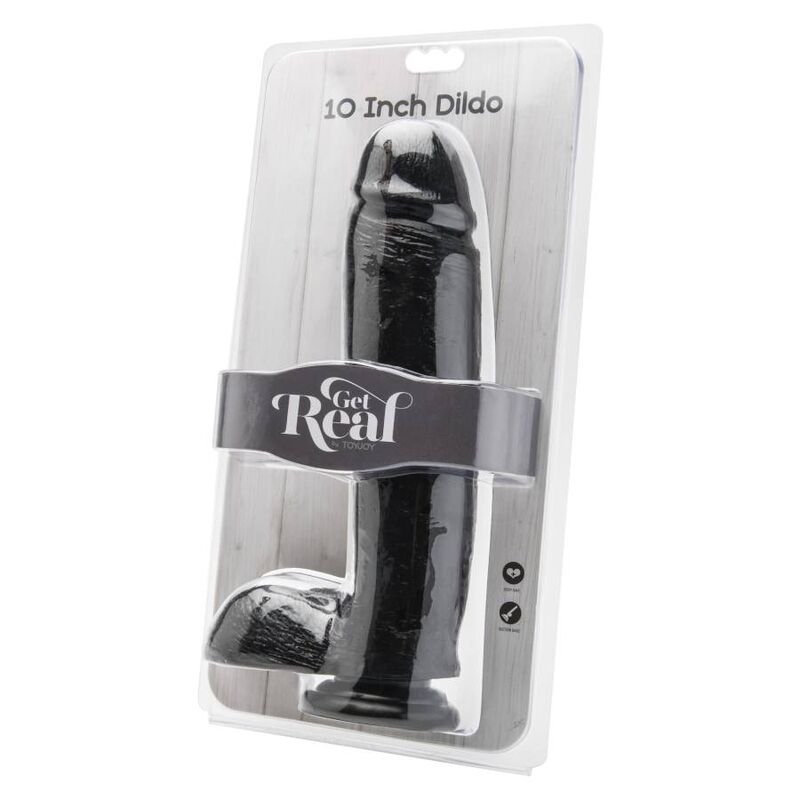 GET REAL - DILDO 25,5 CM S KOULEMI ČERNÝ