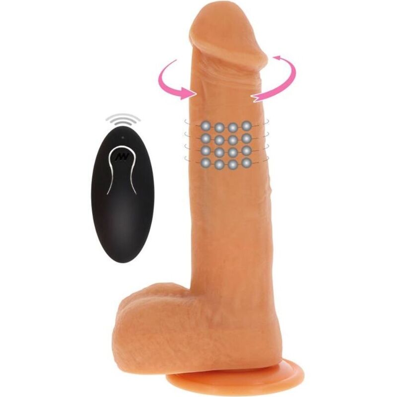 ZÍSKEJTE SKUTEČNOST - ROTUJÍCÍ KORÁLKY VIBRAČNÍ DILDO KŮŽE