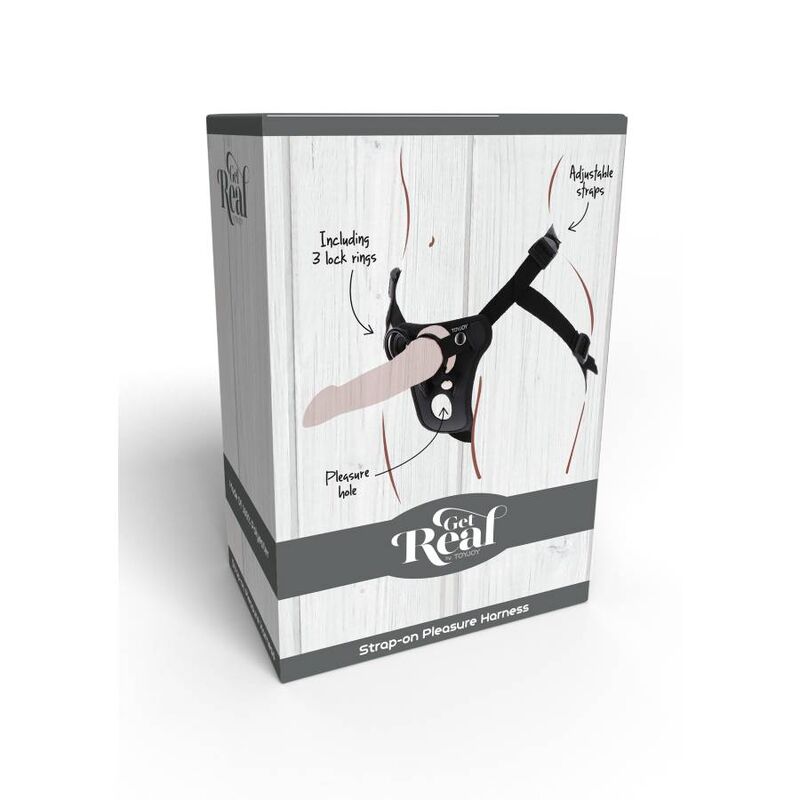GET REAL - PÁSOVÝ POSTROJ STRAP-ON PLEASURE HARNESS ČERNÝ