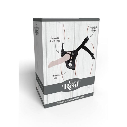 GET REAL - PÁSOVÝ POSTROJ STRAP-ON PLEASURE HARNESS ČERNÝ