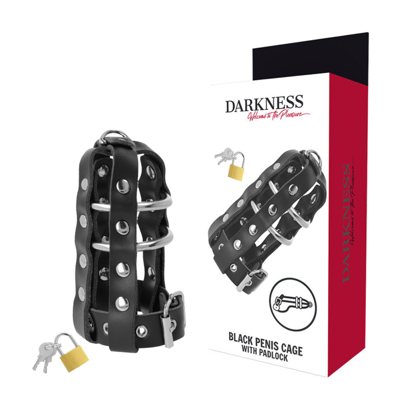 DARKNESS - KOŽENÁ KLEC CUDNOSTI SE ZÁMKEM