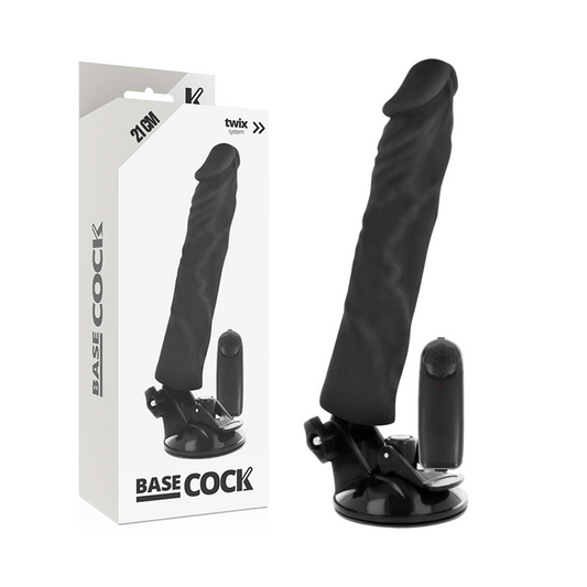 ZÁKLADNÍ KOHOUT - REALISTICKÝ VIBRÁTOR S DÁLKOVÝM OVLÁDÁNÍM, TĚLESNÁ MASA 21 CM -O- 4 CM