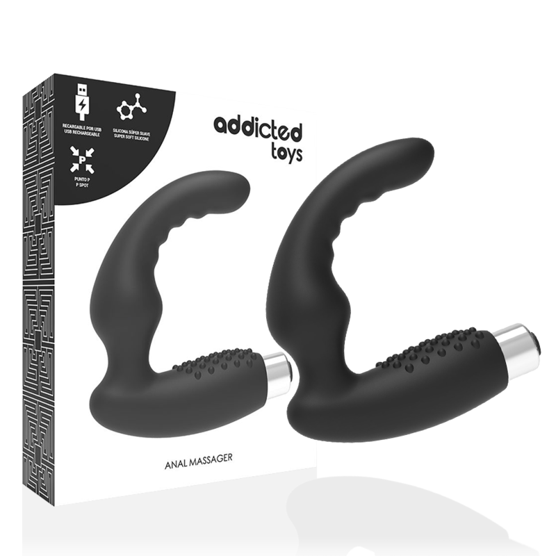 ADDICTED TOYS - PROSTATICKÝ VIBRATOR, DOBÍJECÍ, MODEL 2 - ČERNÁ