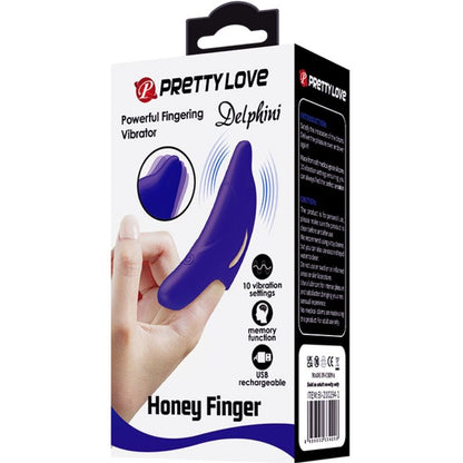 PRETTY LOVE - DELPHINI VÝKONNÝ TMAVĚ MODRÝ STIMULÁTOR PRSTŮ