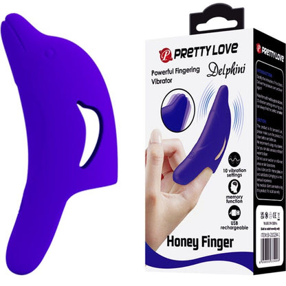PRETTY LOVE - DELPHINI VÝKONNÝ TMAVĚ MODRÝ STIMULÁTOR PRSTŮ