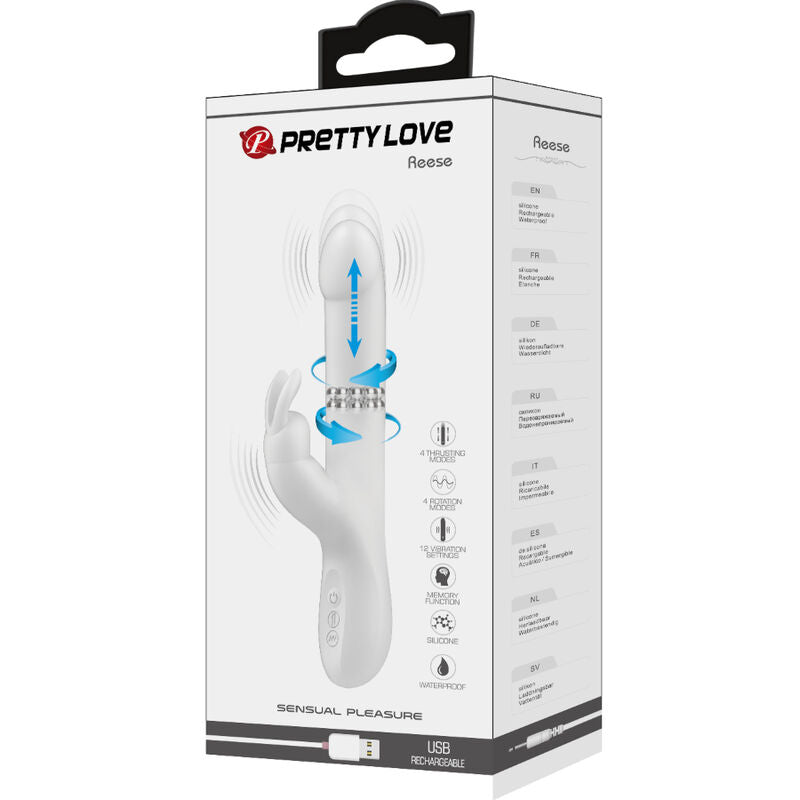 PRETTY LOVE - VIBRÁTOR REESE SE STŘÍBRNOU ROTAČNÍ TYČINKOU