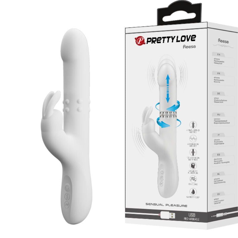 PRETTY LOVE - VIBRÁTOR REESE SE STŘÍBRNOU ROTAČNÍ TYČINKOU