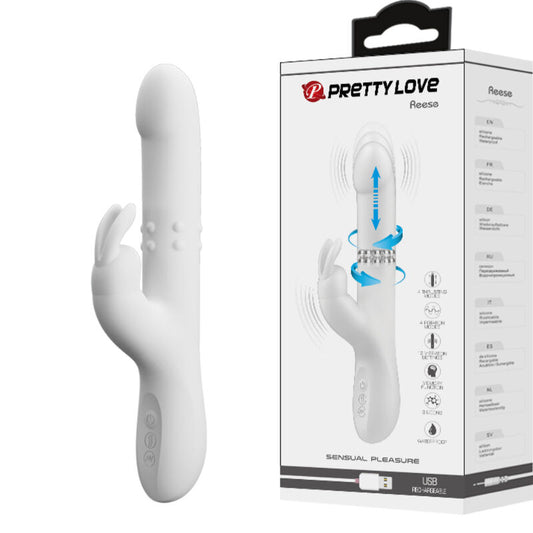 PRETTY LOVE - VIBRÁTOR REESE SE STŘÍBRNOU ROTAČNÍ TYČINKOU