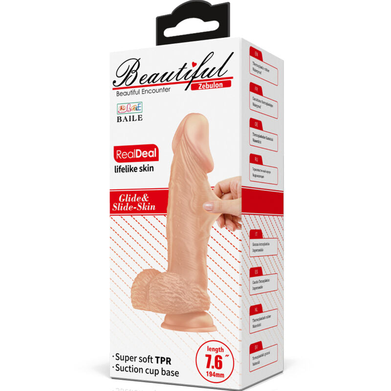 BAILE - BEAUTIFUL ENCOUNTER ZEBULON FLEXIBILNÍ REALISTICKÉ DILDO 19,4 CM PŘÍRODNÍ