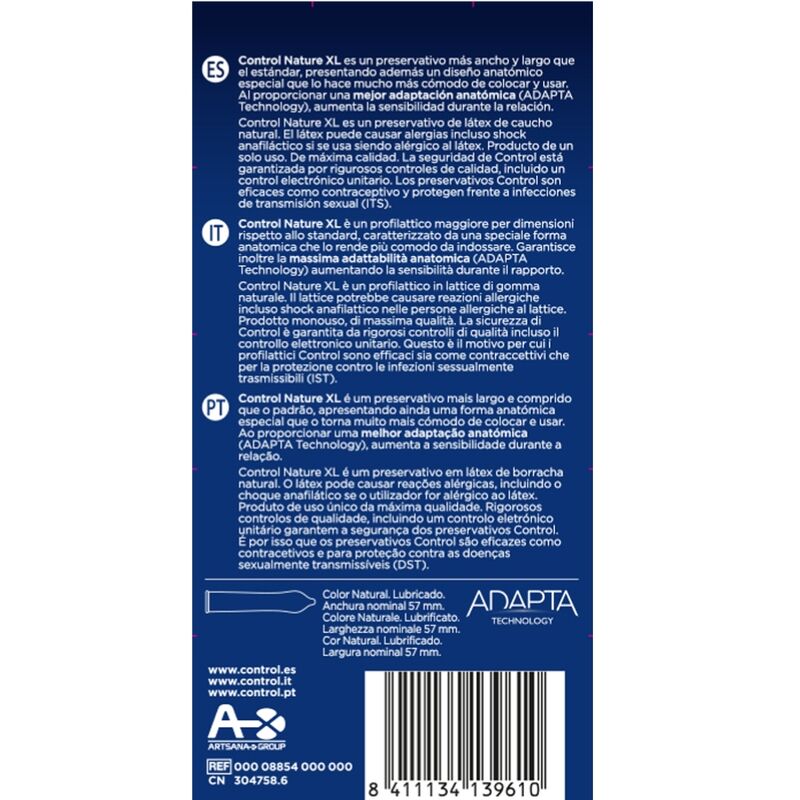 CONTROL - KONDOMY ADAPTA NATURE XL 12 KS