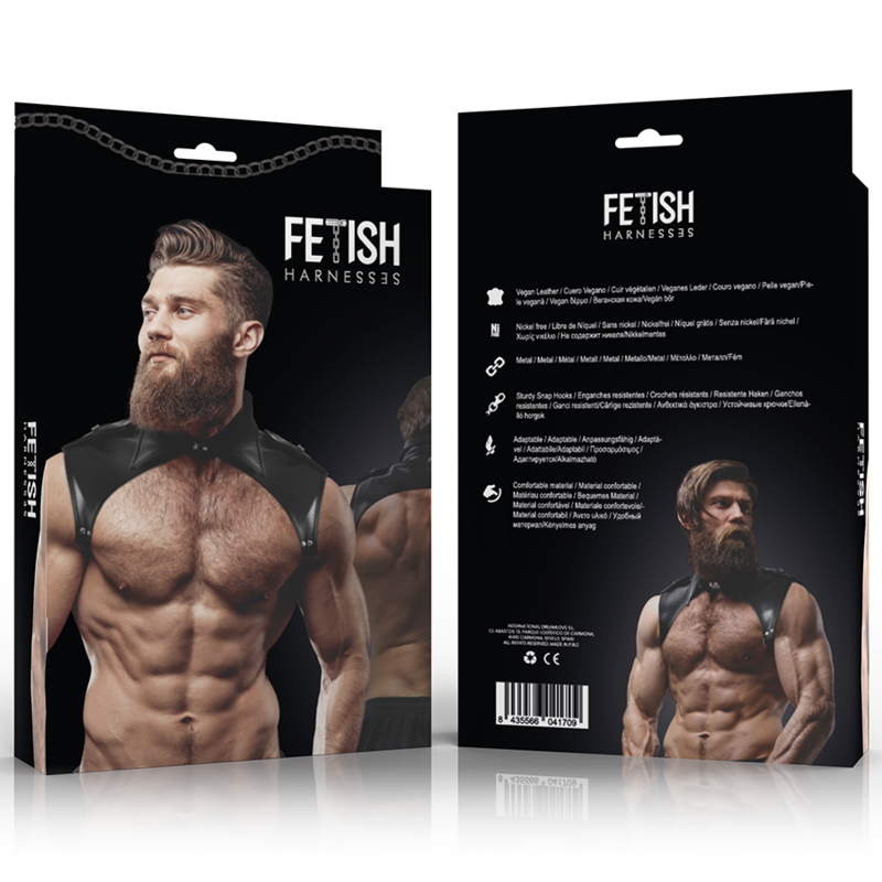 FETIŠ SUBMISSIVNÍ POSTOJ - PÁNSKÝ NASTAVITELNÝ KRČNÍ POSTROJ Z EKOKOŽE BRIGÁDY