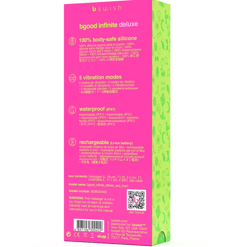 B SWISH - BGOOD INFINITE DELUXE DOBÍJECÍ VIBRÁTOR MODRÝ SILIKON