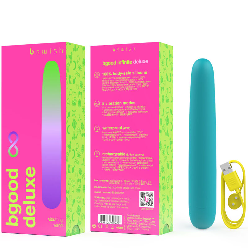 B SWISH - BGOOD INFINITE DELUXE DOBÍJECÍ VIBRÁTOR MODRÝ SILIKON