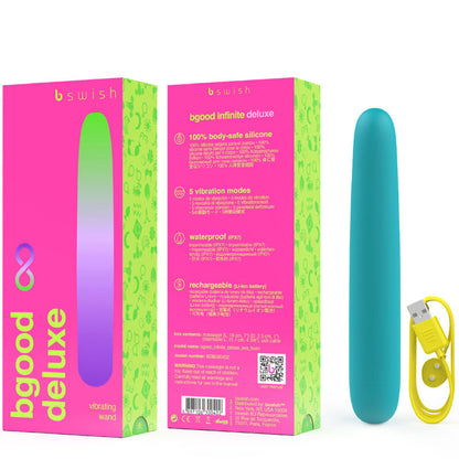 B SWISH - BGOOD INFINITE DELUXE DOBÍJECÍ VIBRÁTOR MODRÝ SILIKON