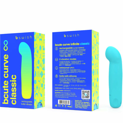 B SWISH - BCUTE CURVE INFINITE CLASSIC DOBÍJECÍ VIBRÁTOR MODRÝ SILIKON