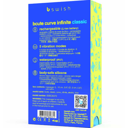 B SWISH - BCUTE CURVE INFINITE CLASSIC DOBÍJECÍ VIBRÁTOR MODRÝ SILIKON