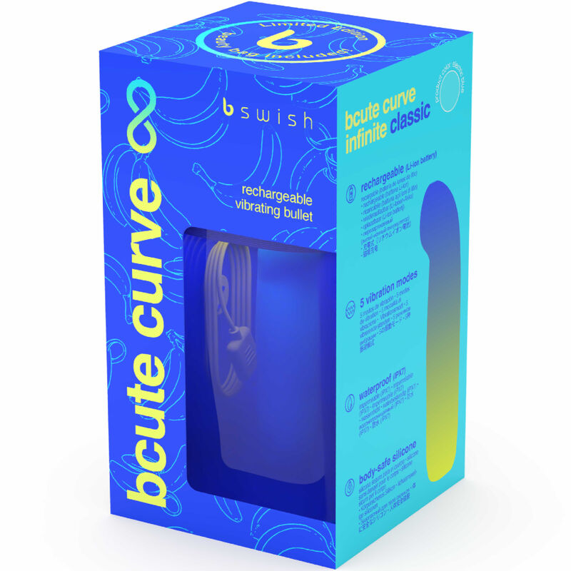 B SWISH - BCUTE CURVE INFINITE CLASSIC LIMITOVANÁ EDICE MODRÝ SILIKONOVÝ DOBÍJECÍ VIBRÁTOR