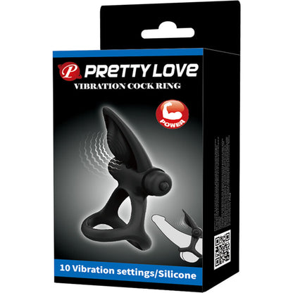 PRETTY LOVE - VIBRAČNÍ KROUŽEK 10 VIBRACÍ ČERNÝ SILIKON