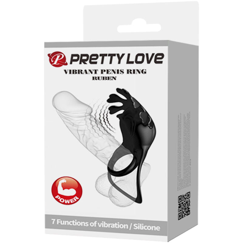 PRETTY LOVE - RUBEN VIBRAČNÍ KROUŽEK 7 VIBRACÍ ČERNÝ SILIKON