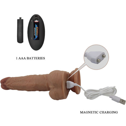 SILIKONOVÉ DILDO PRETTY LOVE JONATHAN 3 VIBRACE + 3 DÁLKY ZAVEDENÍ DÁLKOVÉ OVLÁDÁNÍ 21 CM
