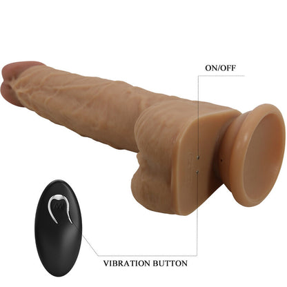 SILIKONOVÉ DILDO PRETTY LOVE JONATHAN 3 VIBRACE + 3 DÁLKY ZAVEDENÍ DÁLKOVÉ OVLÁDÁNÍ 21 CM
