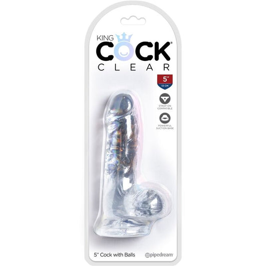 KING COCK - PRŮHLEDNÝ REALISTICKÝ PENIS S KURVAMI 10,1 CM, TRANSPARENTNÍ