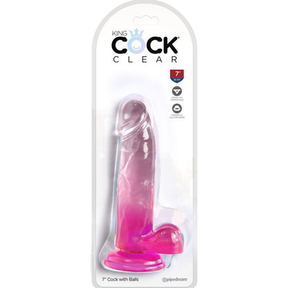 KING COCK - PRŮHLEDNÝ REALISTICKÝ PENIS S KURVAMI 15,2 CM RŮŽOVÝ