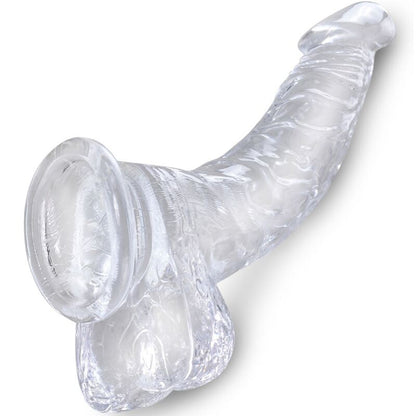 KING COCK - PRŮHLEDNÝ REALISTICKÝ ZAKRIVENÝ PENIS S KURVAMI 16,5 CM, TRANSPARENTNÍ