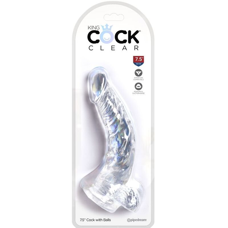 KING COCK - PRŮHLEDNÝ REALISTICKÝ ZAKRIVENÝ PENIS S KURVAMI 16,5 CM, TRANSPARENTNÍ