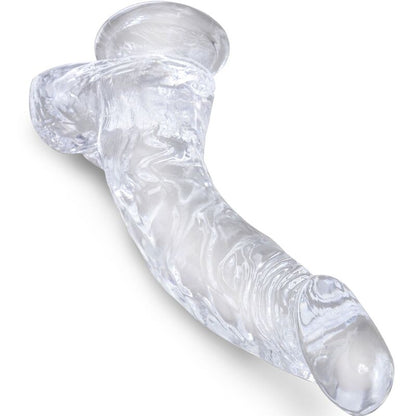 KING COCK - PRŮHLEDNÝ REALISTICKÝ ZAKRIVENÝ PENIS S KURVAMI 16,5 CM, TRANSPARENTNÍ