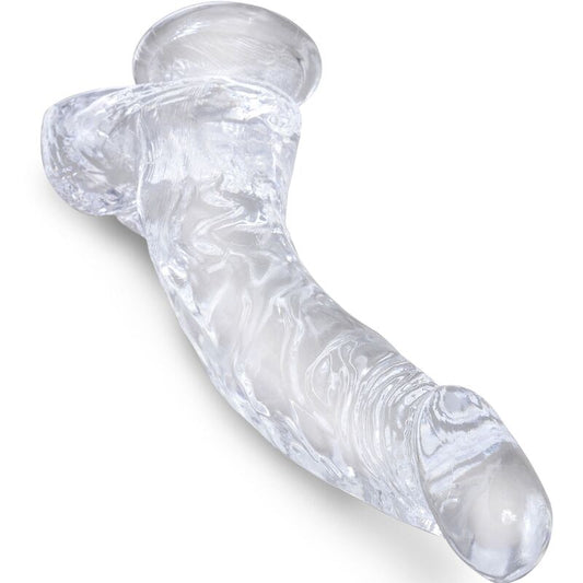 KING COCK - PRŮHLEDNÝ REALISTICKÝ ZAKRIVENÝ PENIS S KURVAMI 16,5 CM, TRANSPARENTNÍ