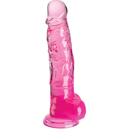 KING COCK - PRŮHLEDNÝ REALISTICKÝ PENIS S KURVAMI 16,5 CM RŮŽOVÝ