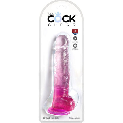 KING COCK - PRŮHLEDNÝ REALISTICKÝ PENIS S KURVAMI 16,5 CM RŮŽOVÝ