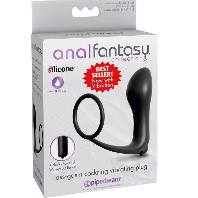 ANAL FANTASY ELITE COLLECTION - VIBRAČNÍ ZÁTKA S KONTROLNÍM KROUŽKEM ASS-GASM