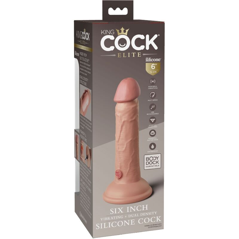 KING COCK - ELITNÍ REALISTICKÉ VIBRAČNÍ SILIKONOVÉ DILDO 15,2 CM