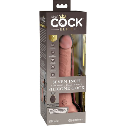 KING COCK - ELITNÍ REALISTICKÝ VIBRAČNÍ DILDO A SILIKONOVÝ DÁLKOVÝ OVLÁDÁNÍ 17,8 CM