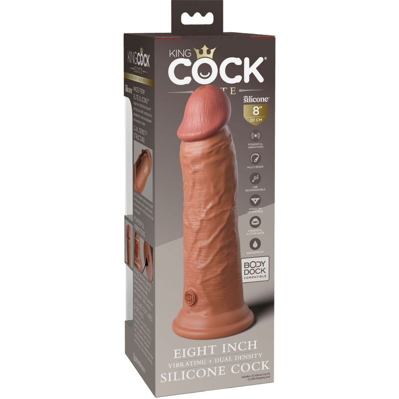 KING COCK - ELITNÍ REALISTICKÉ VIBRAČNÍ SILIKONOVÉ DILDO 20,3 CM KARAMELOVÉ