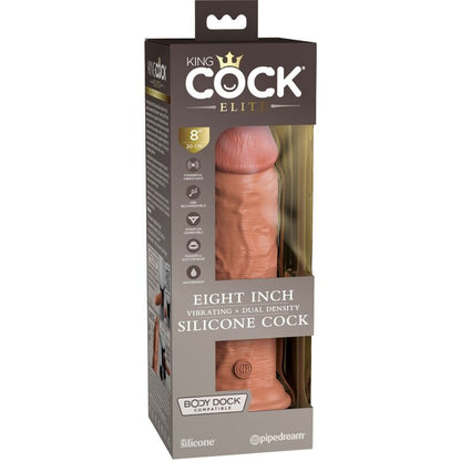 KING COCK - ELITNÍ REALISTICKÉ VIBRAČNÍ SILIKONOVÉ DILDO 20,3 CM KARAMELOVÉ