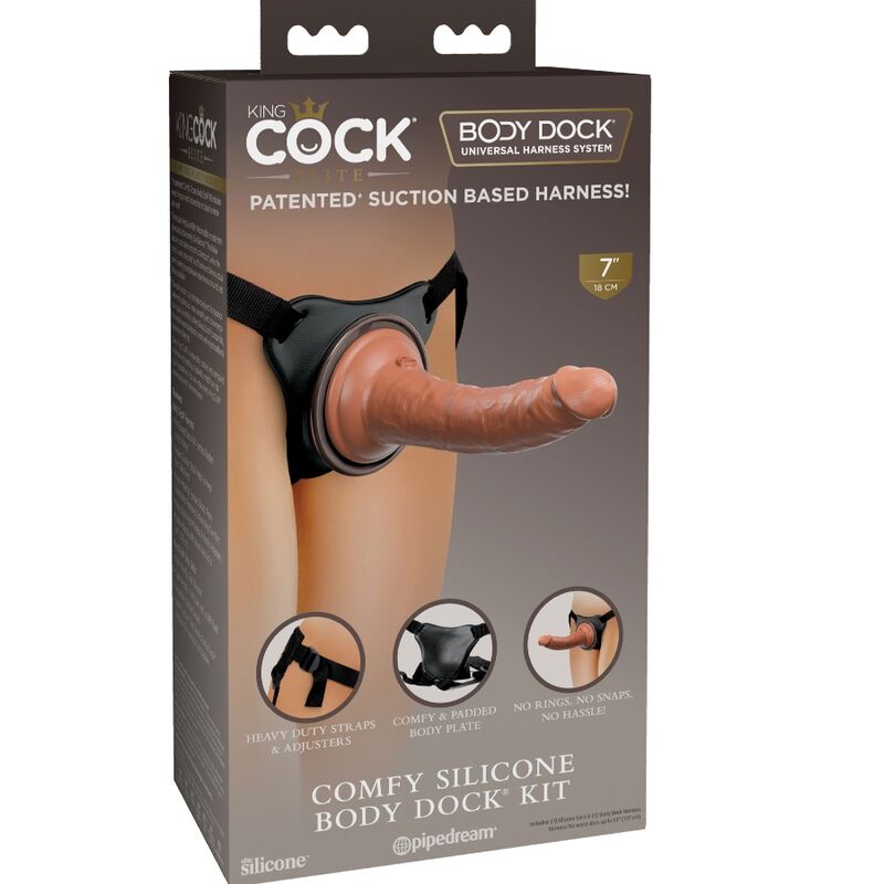 KING COCK - ELITNÍ POHODLNÝ NASTAVITELNÝ POSTROJ S DILDEM 17,8 CM