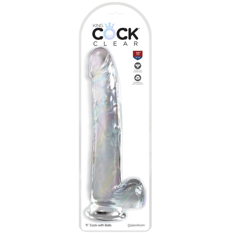 KING COCK - PRŮHLEDNÉ DILDO S VARLATY 24,8 CM TRANSPARENTNÍ
