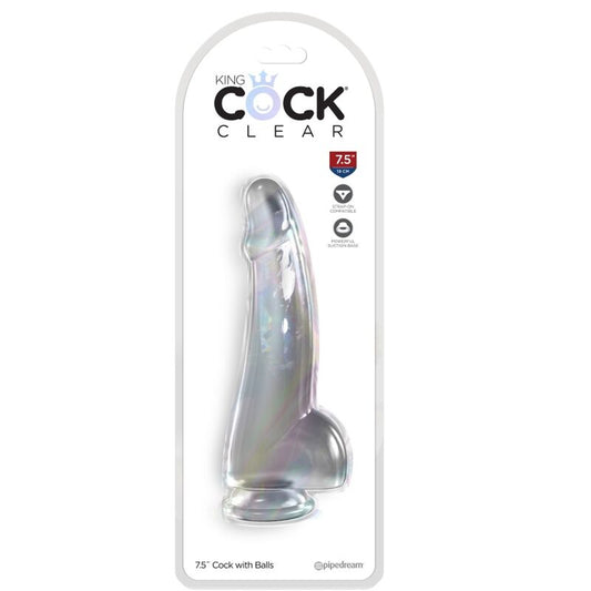 KING COCK - PRŮHLEDNÉ DILDO S VARLATY 15,2 CM TRANSPARENTNÍ
