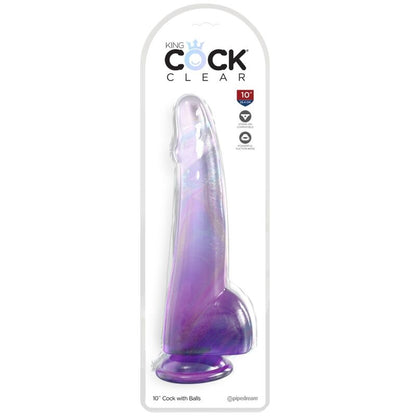 KING COCK - PRŮHLEDNÉ DILDO S VARLATY 19 CM FIALOVÉ